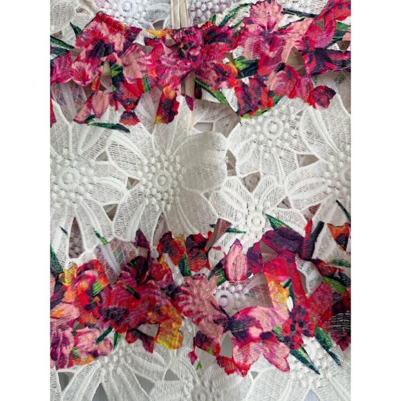 ASOS Cropped Lace Floral BohoTop Size 2 - Picture 4 of 6
